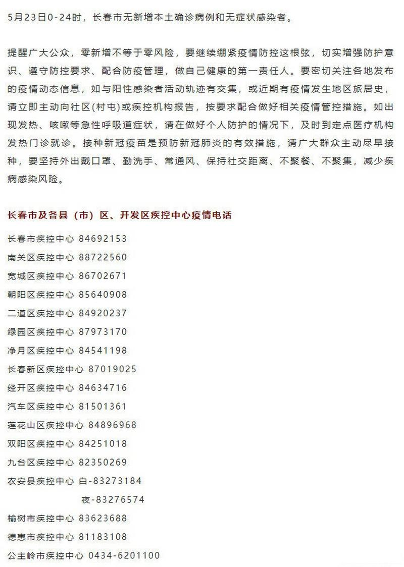 长春市区新增疫情情况及新增病例最新消息