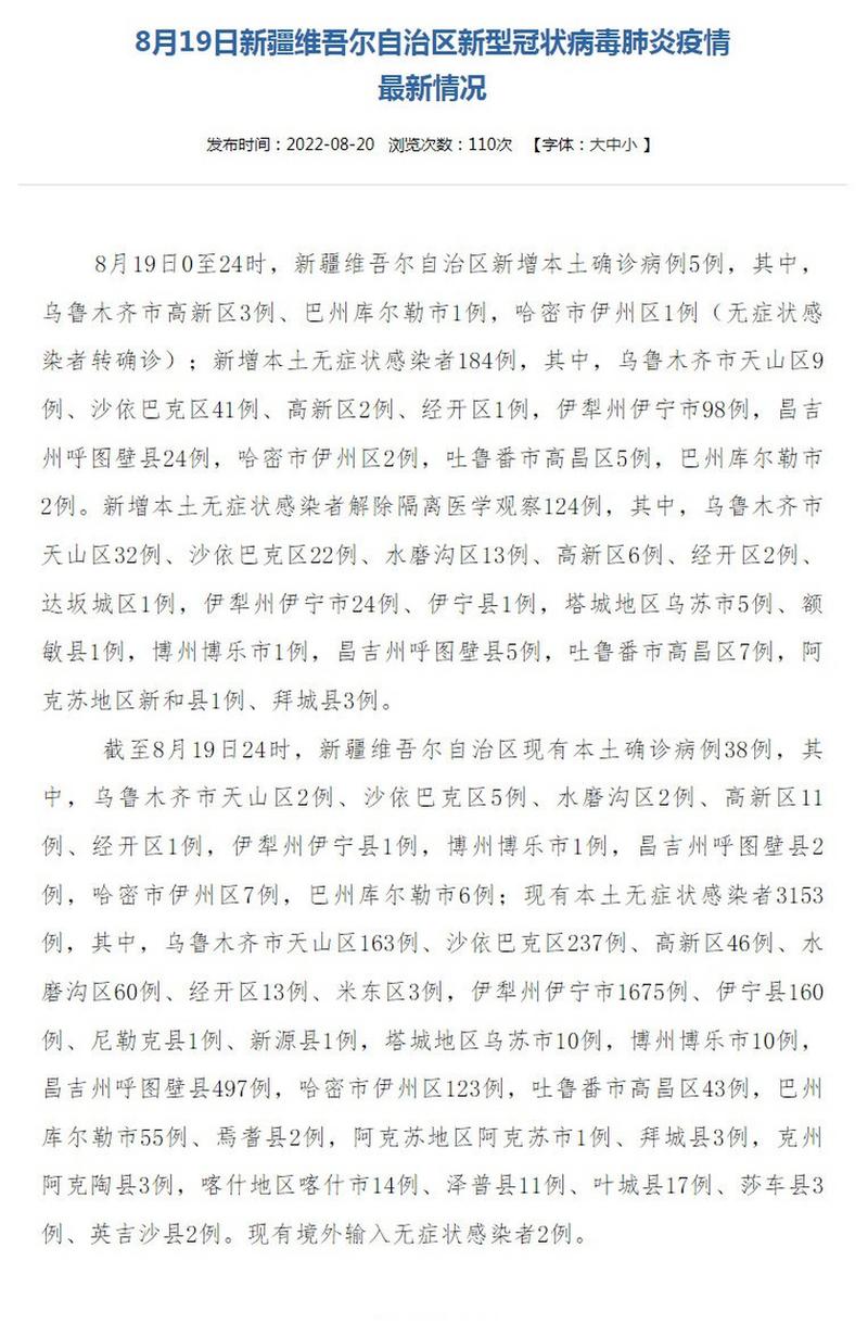 新疆疫情最新消息 今天情况怎么样